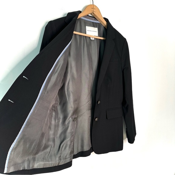Banana Republic | Black 2 Button Closure Fitted Stretch Blazer Size 12 Petite - Picture 5 of 9